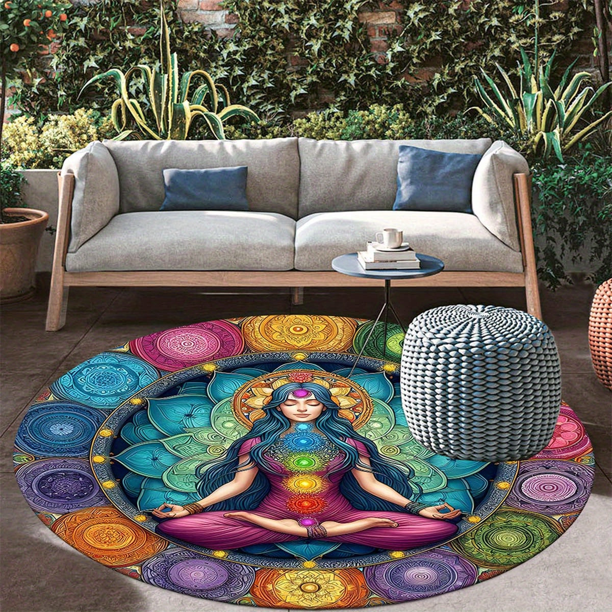 Mandala Chakra Round Area Rug - Meditation Floor Mat