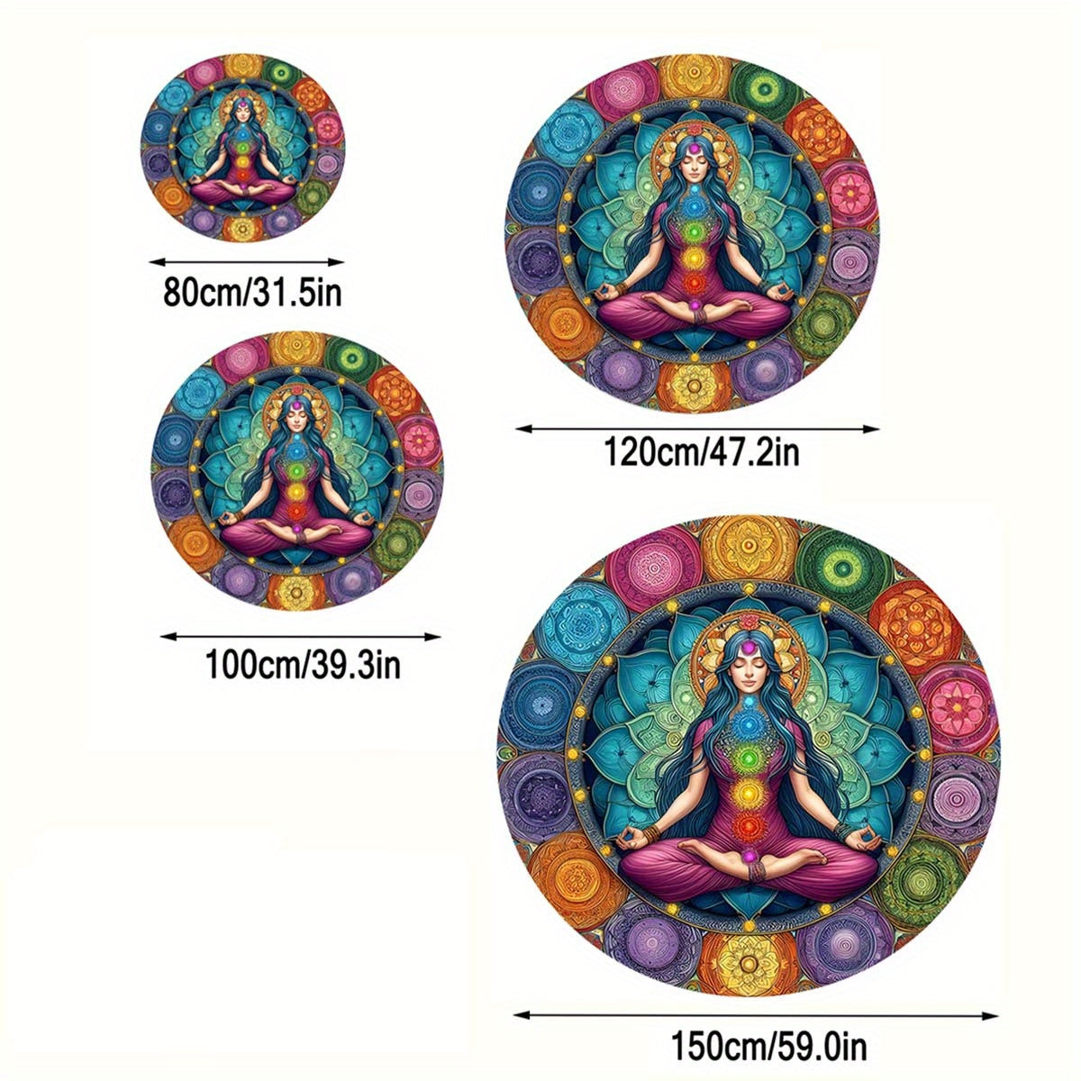 Mandala Chakra Round Area Rug - Meditation Floor Mat