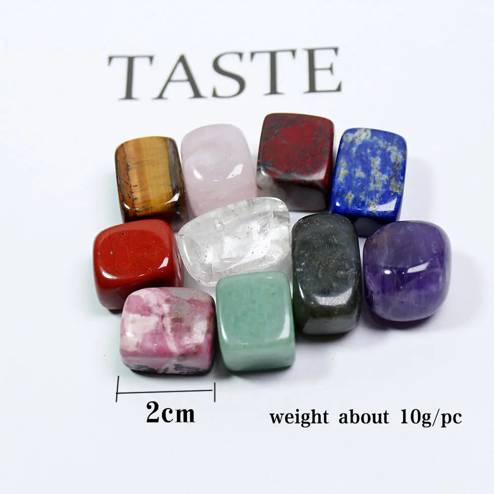 10Pcs Natural Chakra Healing Crystal Polished Stone Set W/Gift Box