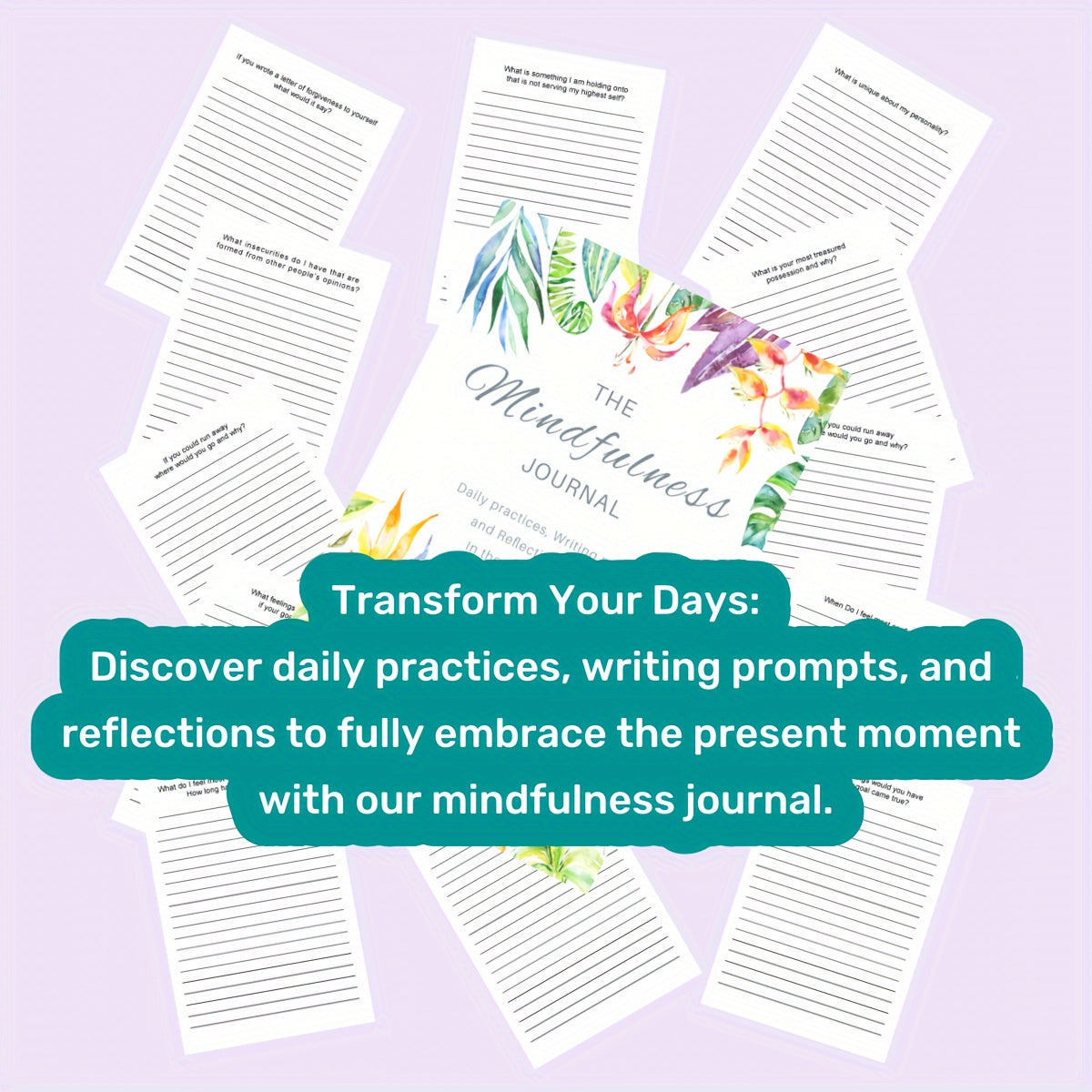 Mindfulness Journal - 100 Unique Daily Writing Prompts for Anxiety